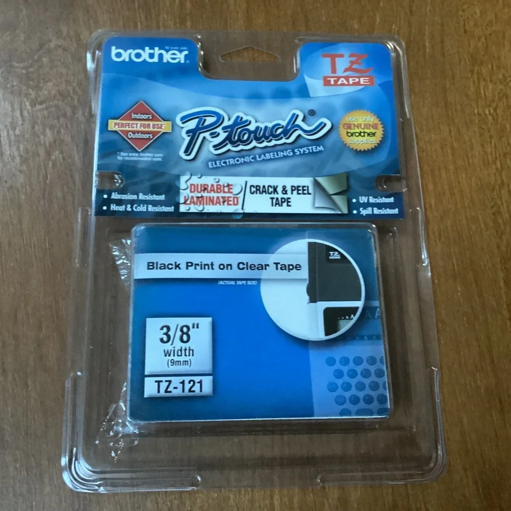 Brother TZ-121 P-touch Electronic Labeling System Tape 3/8” width (9mm)